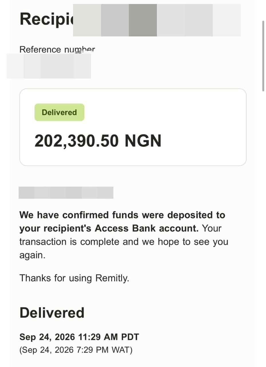 Payment delivered
