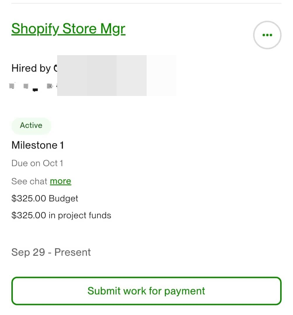 Shopify project · funds in escrow