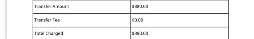 Transfer amount