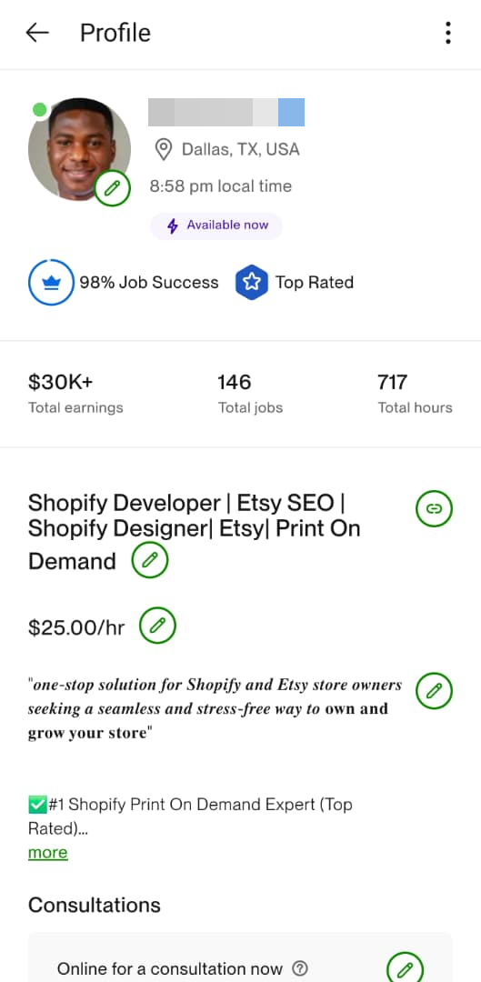 Freelancer · Upwork profile