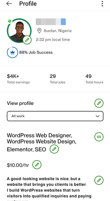 Freelancer · Upwork profile