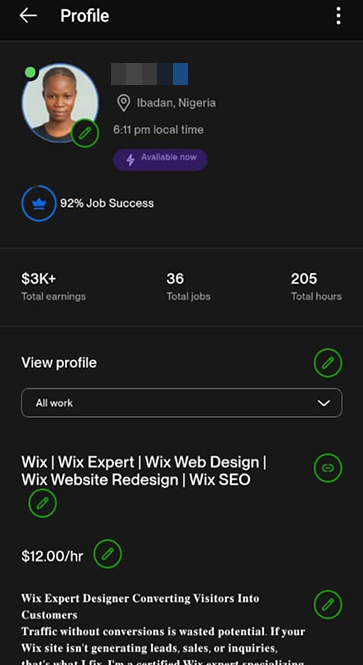 Freelancer · Upwork profile
