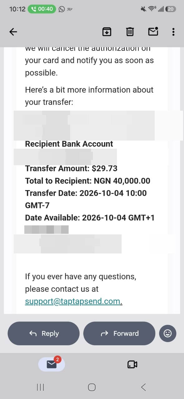 Payment transfer screenshot