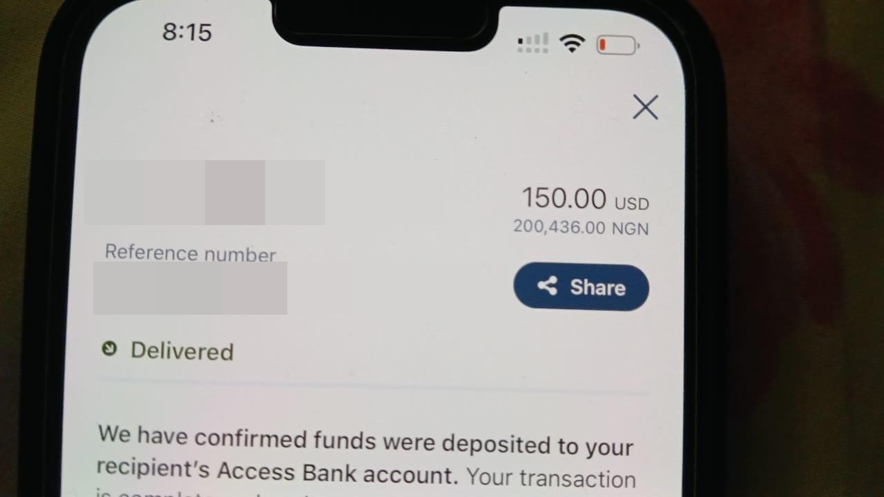 Payment transfer screenshot