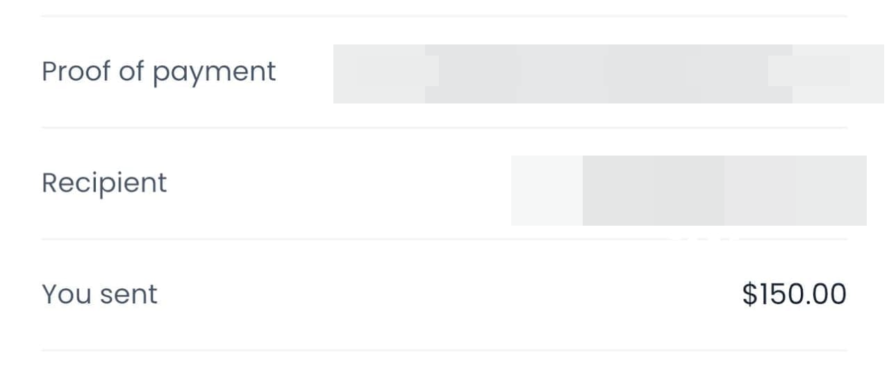 Payment transfer screenshot
