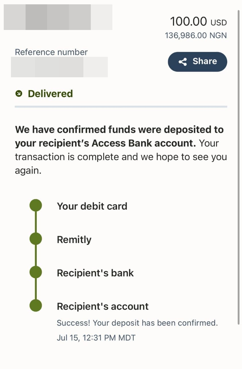 Payment transfer screenshot