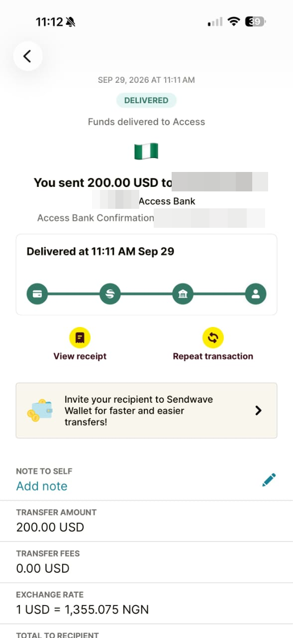 Payment transfer screenshot