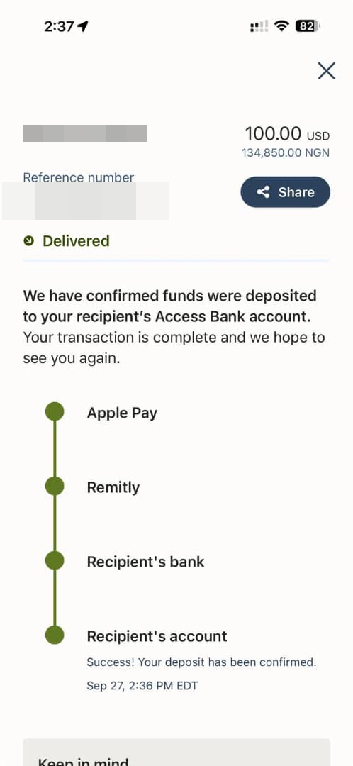 Payment transfer screenshot